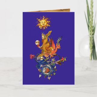 WEIRD MEDIEVAL BESTIARY,ALCHEMIST,RED DRAGON,Blue Helgkort