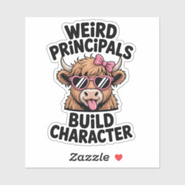 Weird Principals Build Character Funny Cow School Klistermärken
