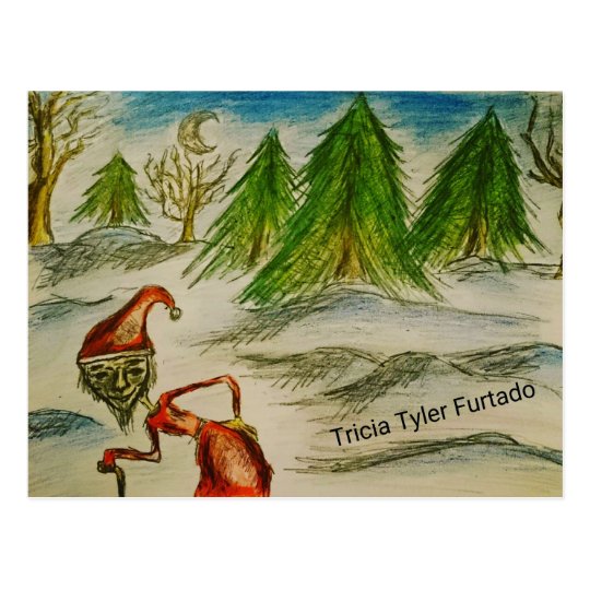 Weird santa painting vykort