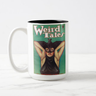Weird Tales Magazine Kvinna Klädd Som en Fladdermu Två-Tonad Mugg