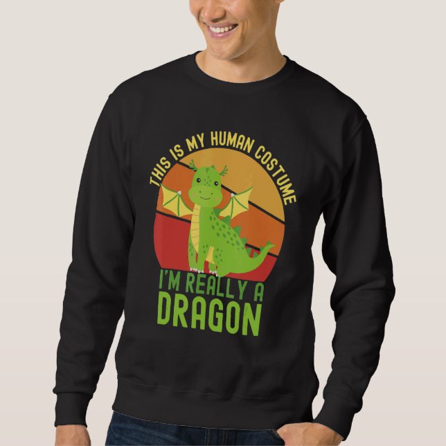 Weird This is My Human Costume I'm Really A Dragon Lång Ärmad Tröja (Framsida)