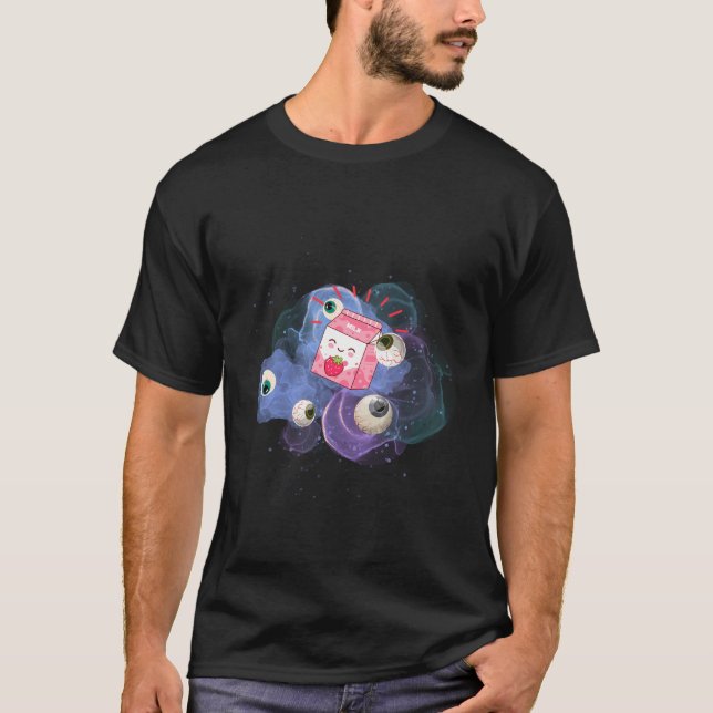 Weirdcore Aesthetic Eyebullkawaii Strawberry Mil T Shirt (Framsida)