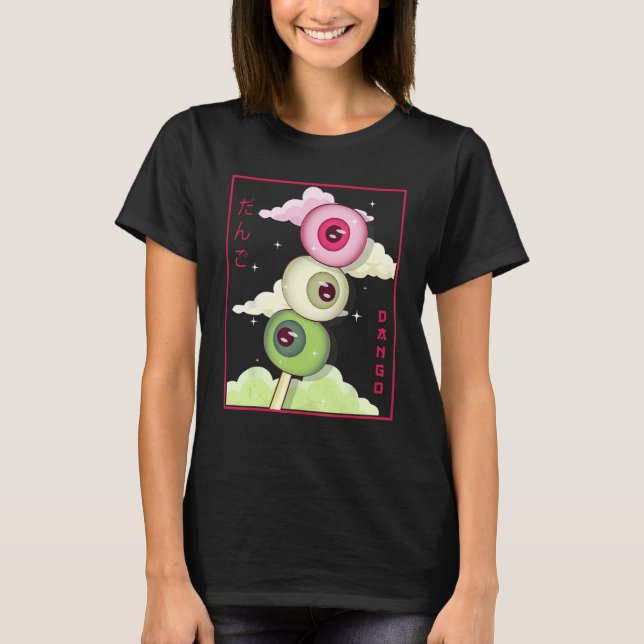 Weirdcore Aesthetic Japansk Dango Mochi Eyebollar T Shirt (Framsida)