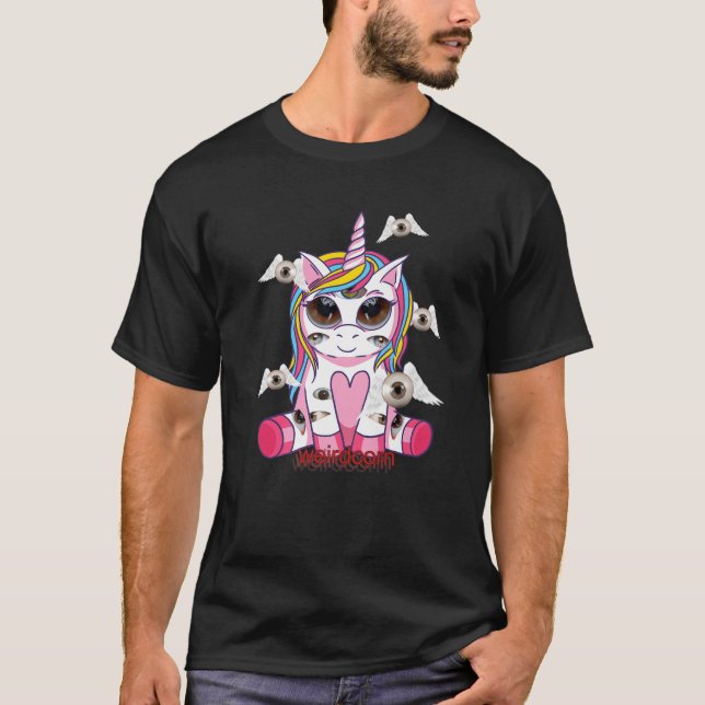 Weirdcore Aesthetic Kawaii Rainbow Unicorn Weirdco T Shirt (Framsida)