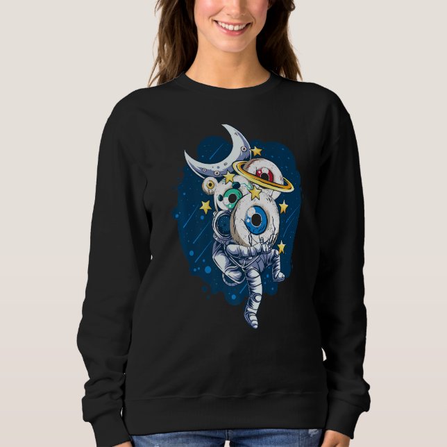 Weirdcore Aesthetic Space Astronaut Eyeball Planet T Shirt (Framsida)