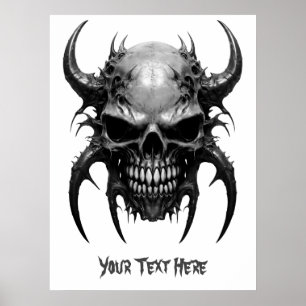 Weirdcore anpassad spetsig dödskallegrå poster