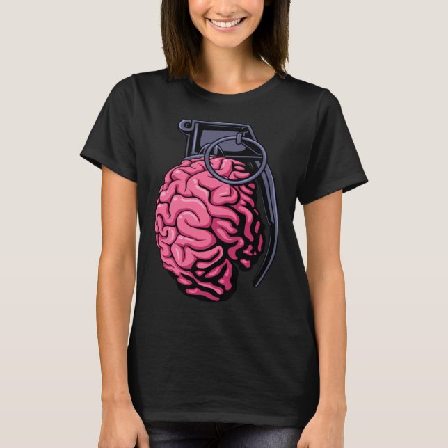 Weirdcore Brain Grenade Surreal Military Soldier V T Shirt (Framsida)