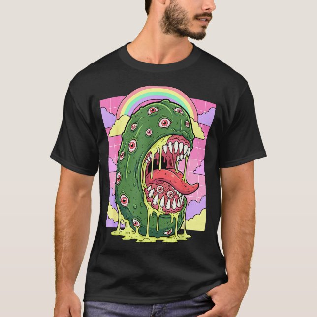 Weirdcore-estetik kawaii inlagda gurka ögonfransar t shirt (Framsida)