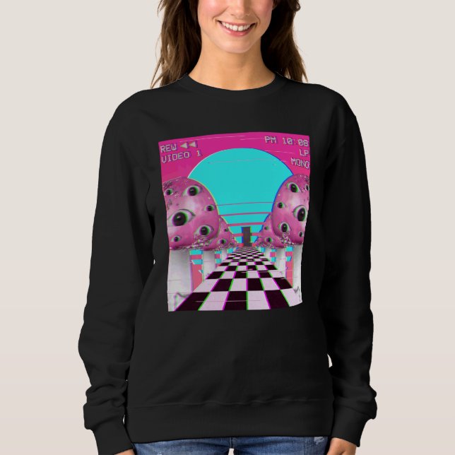 Weirdcore Vaporwave Aesthetic Mushroom Ögon Retro T Shirt (Framsida)