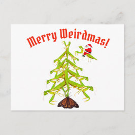 Weirdmas Praying Mantis Träd julvykort Vykort