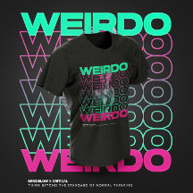 WEIRDO-grafik med upprepad typografi