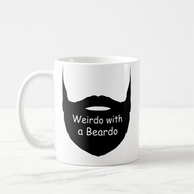 Weirdo med Beardo Mugg, Funny Mug, Beard Mugg, Kaffemugg (Vänster)