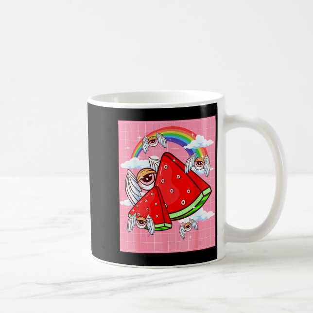 Weirore Aesthetic Kawaii Watermelon Eyes Winged Ey Kaffemugg (Höger)