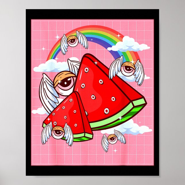 Weirore Aesthetic Kawaii Watermelon Eyes Winged Ey Poster (Framsidan)