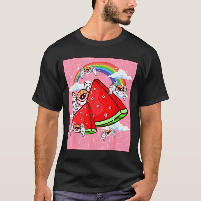 Weirore Aesthetic Kawaii Watermelon Eyes Winged Ey T Shirt (Framsida)