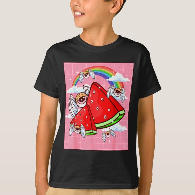 Weirore Aesthetic Kawaii Watermelon Eyes Winged Ey T Shirt (Framsida)