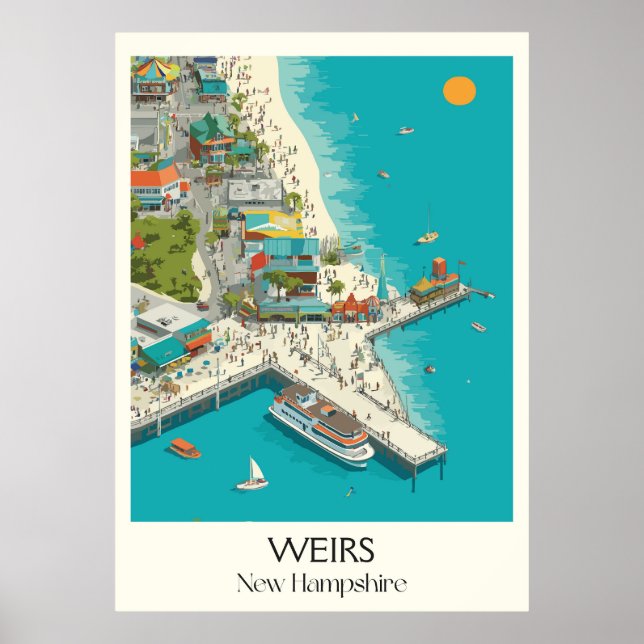 Weirs New Hampshire Strandpromenad Kul Poster (Framsidan)
