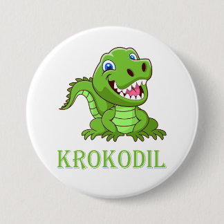 weiß grün Krokodil Cartoon Knapp