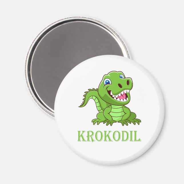 weiß grün Krokodil Cartoon Magnet (Front/Back)