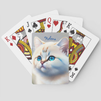 weiße Katze mit blauen Augen Wasserfarbenbild Casinokort