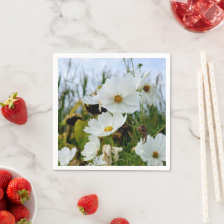 Weiße Sommerblüten – florale Serviette Pappersservett