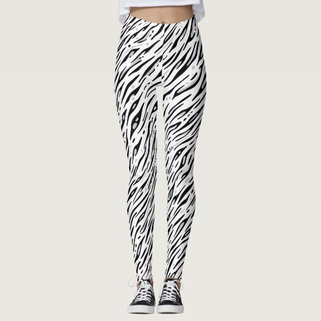 Weiße Tiger Streifen Druck Leggings (Framsida)