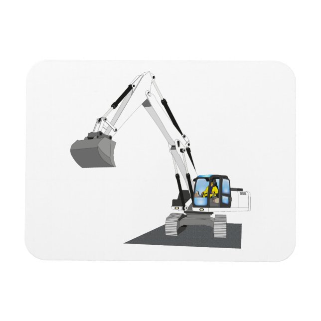 weißer Kettenbagger Magnet (Horisontell)