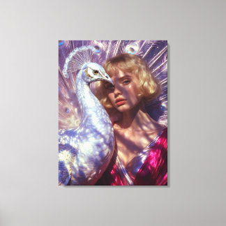 Weißer Pfau und Schönheit in rosa Eleganz Canvastryck