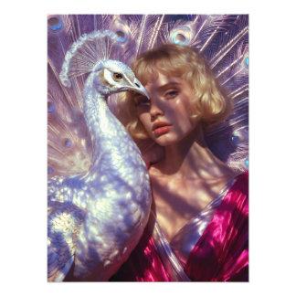 Weißer Pfau und Schönheit in rosa Eleganz Fototryck