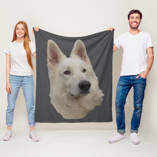 weisser Schäferhund Kopf Decke Fleecefilt (På plats)