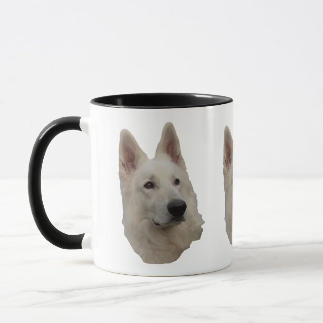 weisser Schäferhund Kopf Tasse Mugg (Vänster)