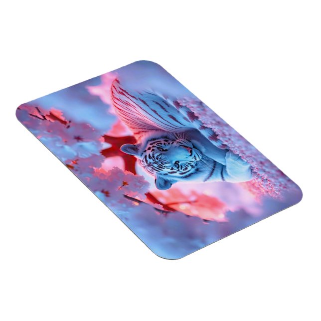 Weißer Tiger unterm Kirschblüten Baum Magnet (Högersidan)