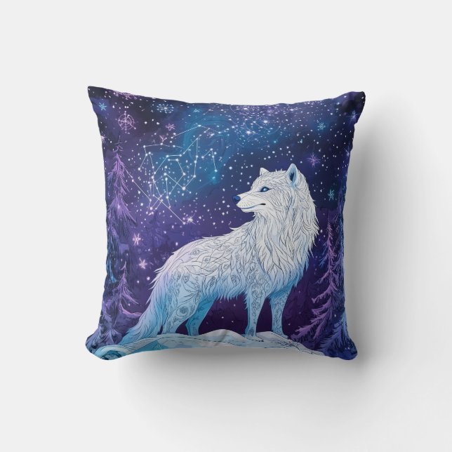 Weißer Wolf im Winter mit magischem Sternenhimmel Kudde (Framsida)