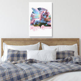 Weißes Einhorn mit Flügeln - Magic Queen Canvastryck