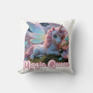 Weißes Einhorn mit Flügeln - Magic Queen Kudde