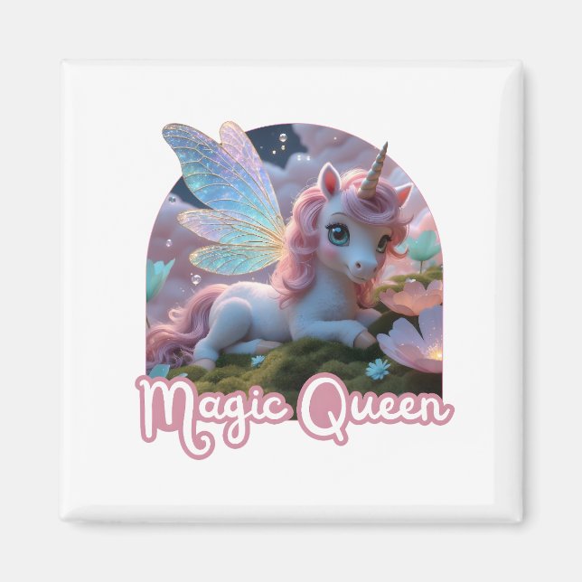 Weißes Einhorn mit Flügeln - Magic Queen Magnet (Framsidan)