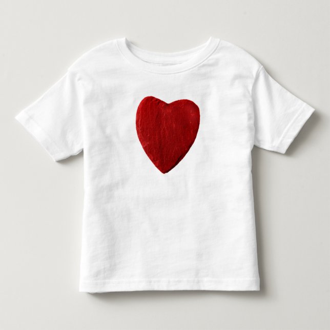 weißes Kindershirt mit rotem Schiefer Herz Tee Shirt (Framsida)