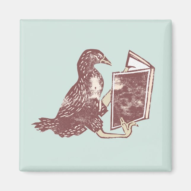 Weka Bird Reading a bok Magnet (Framsidan)