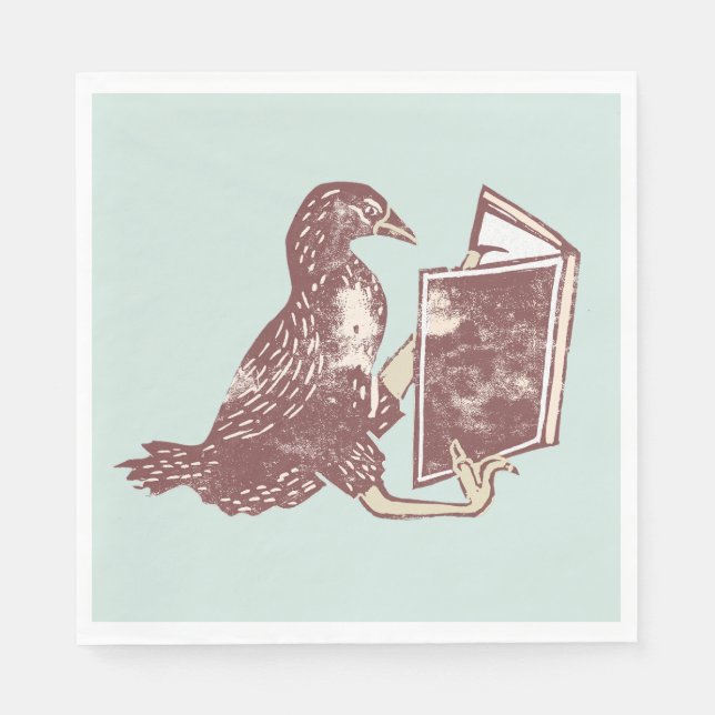 Weka Bird Reading a bok Pappersservett (Framsidan)