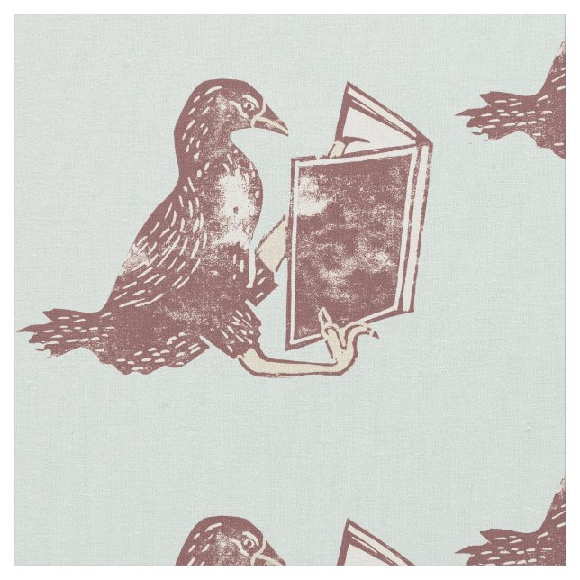 Weka Bird Reading a bok Tyg (Närbild)
