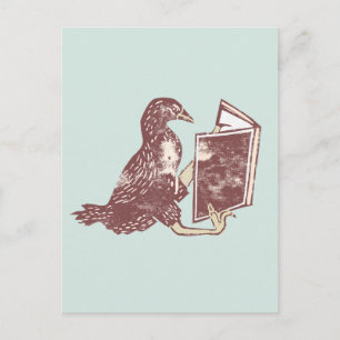 Weka-fågel som läser en bok vykort