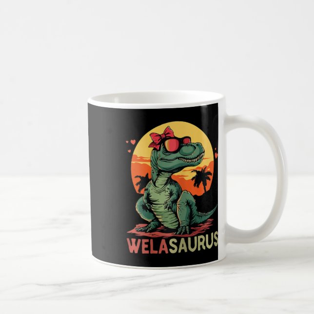 Welasaurus Dino Dinosaur Wela-saurus T-rex Mor" Kaffemugg (Höger)