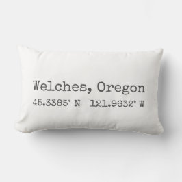 Welches, Oregon Karta Coordinates Lumbar Pillow Lumbarkudde
