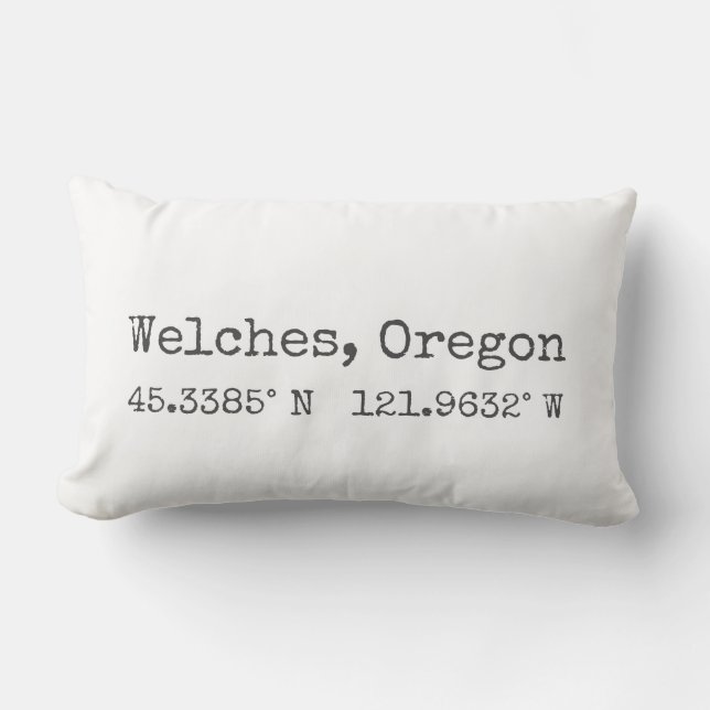 Welches, Oregon Karta Coordinates Lumbar Pillow Lumbarkudde (Framsida)