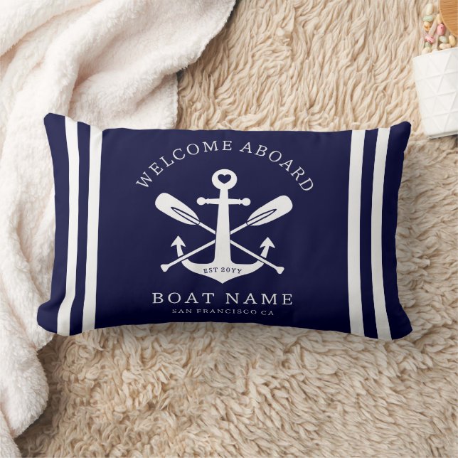 Welcome Aboard Boat Name Nautical Anchor | Blue Lumbarkudde (Filt)