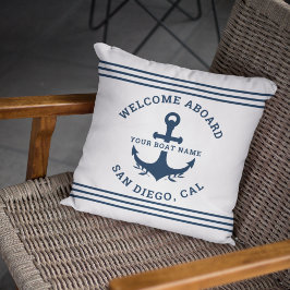 Welcome Aboard Nautica White Kudde