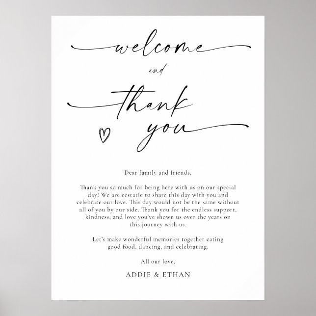 Welcome and Thank You Wedding Sign Poster (Framsidan)