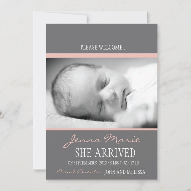 "Welcome Baby" Birth Notice of Meddelande (Framsida)