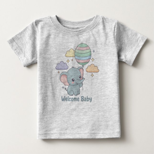 Welcome Baby Elephant Design T Shirt (Framsida)