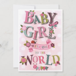 Welcome Baby Girl, geboortekaart Julkort